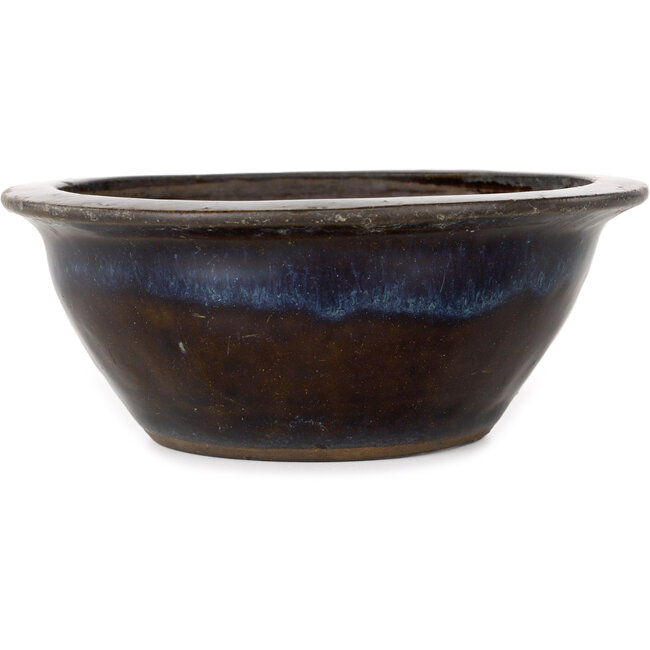 Vaso bonsai rotondo blu e marrone - 158 x 158 x 65 mm