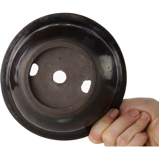 Pot à bonsaï rond bleu et marron - 158 x 158 x 65 mm