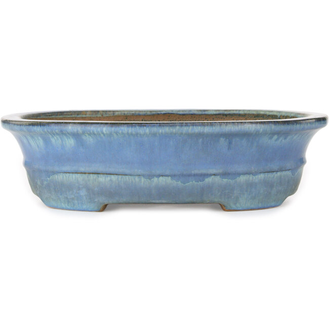 Oval blue bonsai pot by Yamafusa - 283 x 235 x 78 mm