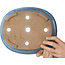 Oval blue bonsai pot by Yamafusa - 283 x 235 x 78 mm