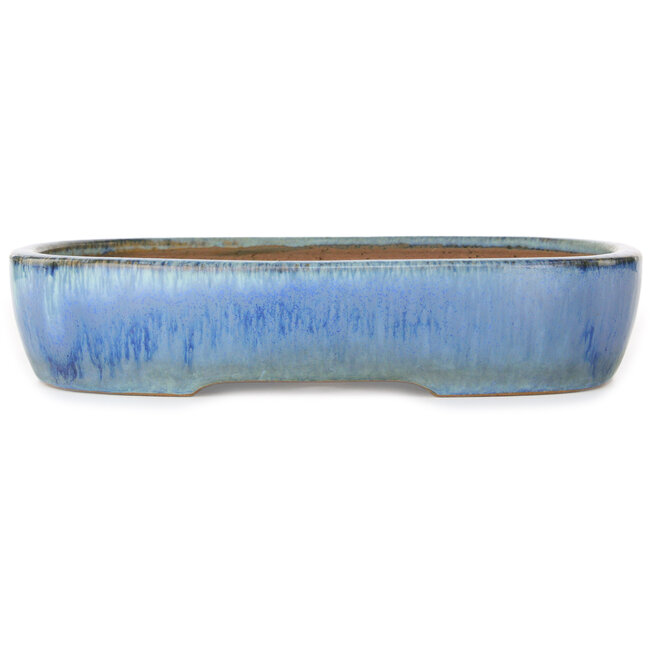 Oval blue bonsai pot by Yamafusa - 287 x 222 x 57 mm