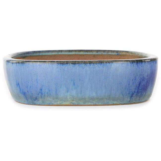 Pot à bonsaï ovale bleu de Yamafusa - 287 x 222 x 57 mm