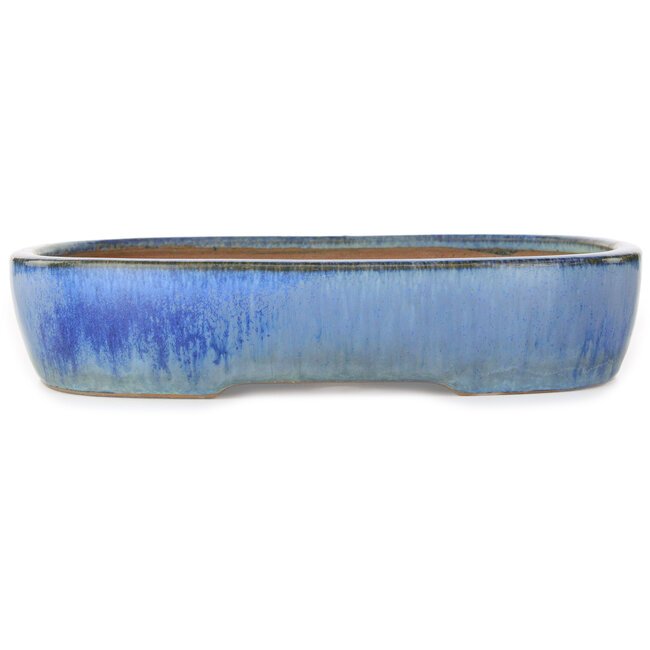Maceta ovalada azul para bonsái de Yamafusa - 287 x 222 x 57 mm
