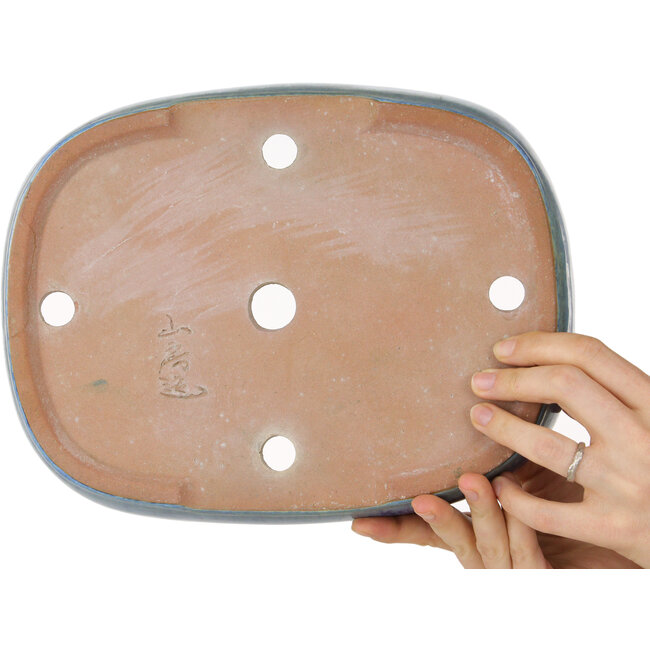 Maceta ovalada azul para bonsái de Yamafusa - 287 x 222 x 57 mm