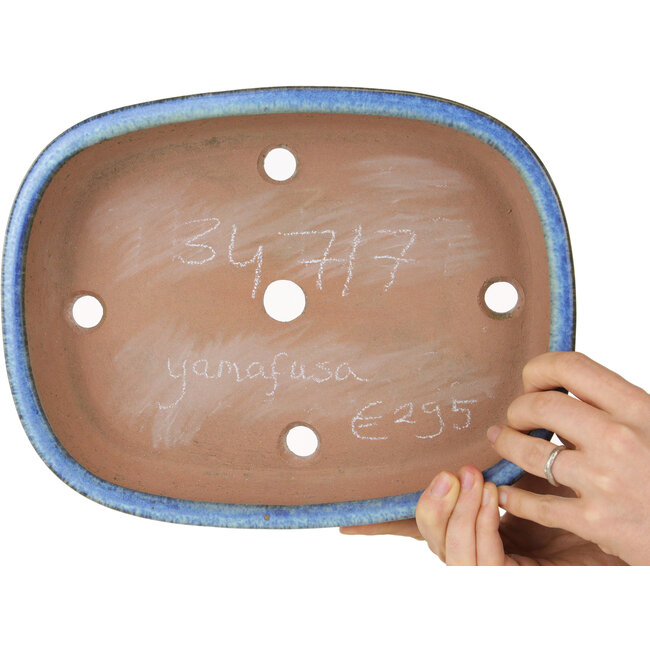 Maceta ovalada azul para bonsái de Yamafusa - 287 x 222 x 57 mm