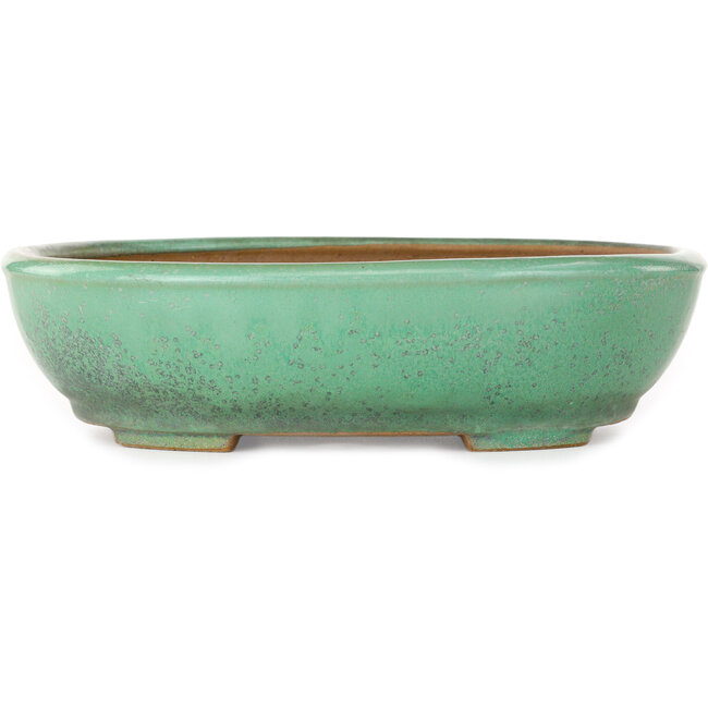 Pot à bonsaï ovale vert de Yamafusa - 280 x 235 x 70 mm
