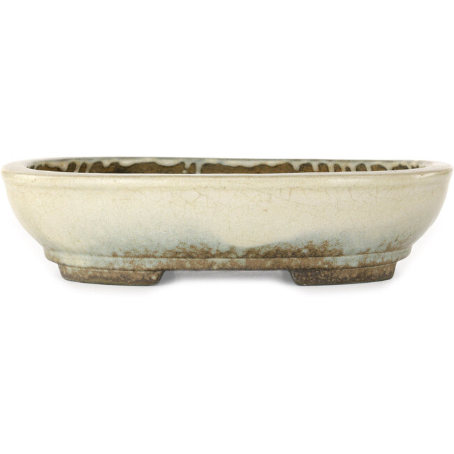 Ovaler beiger Bonsaitopf von Aiba Koyou – 307 x 250 x 69 mm