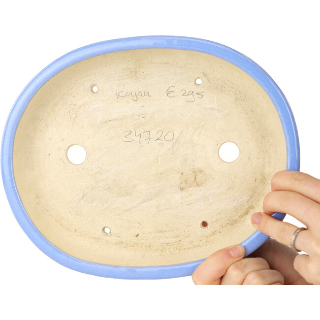 Oval blue bonsai pot by Aiba Koyou - 250 x 205 x 40 mm