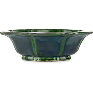  Satomi Mazan, Mazan Terahata 300 mm grüne Bonsaischale von Mazan, Tokoname, Japan