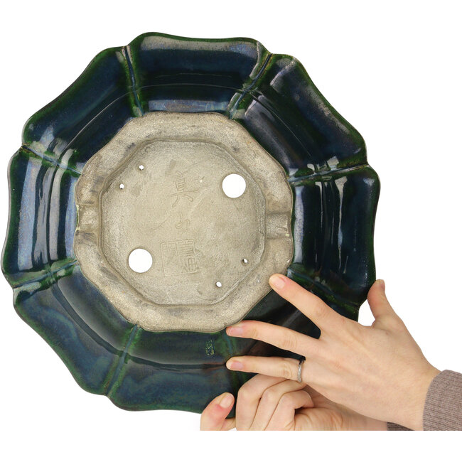 Pot à bonsaï Lotus vert par Mazan - 343 x 343 x 105 mm