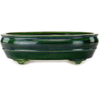  Satomi Mazan, Mazan Terahata Groene bonsaipot van 290 mm van Mazan, Tokoname, Japan