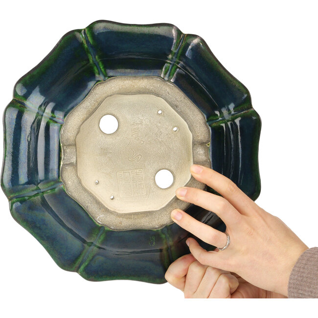 Vaso bonsai verde loto di Mazan - 300 x 300 x 100 mm