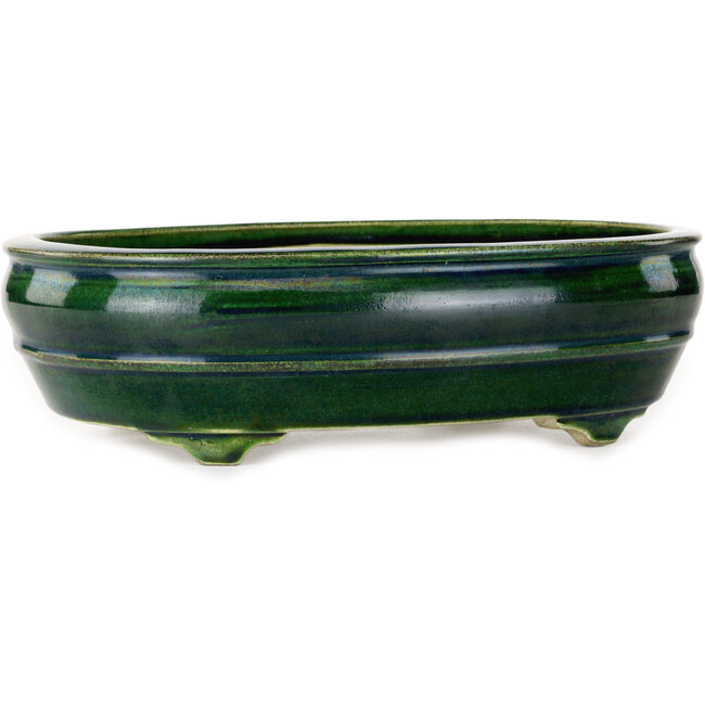 Maceta ovalada verde para bonsái de Mazan - 290 x 215 x 85 mm