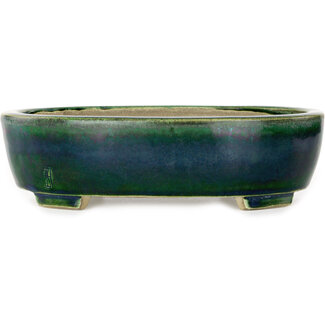  Satomi Mazan, Mazan Terahata 252 mm grüne Bonsaischale von Mazan, Tokoname, Japan