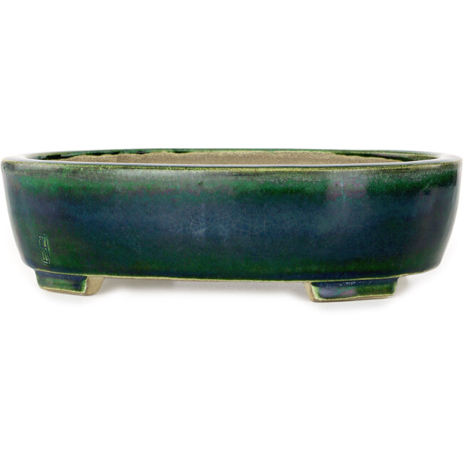 Maceta ovalada verde para bonsái de Mazan - 252 x 210 x 70 mm