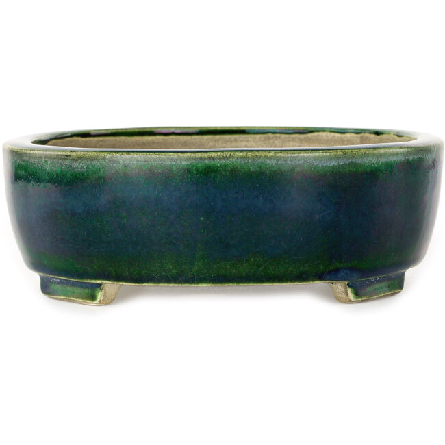 Maceta ovalada verde para bonsái de Mazan - 252 x 210 x 70 mm