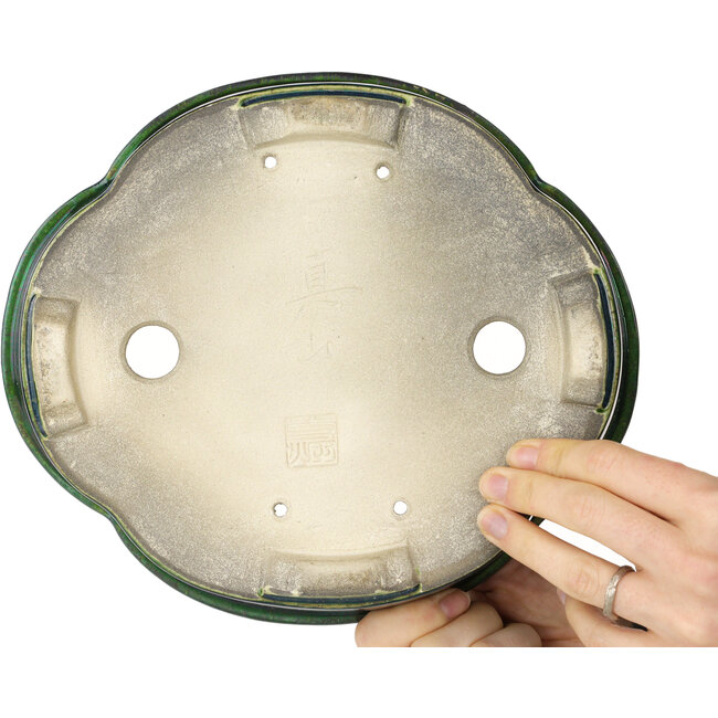 Pot à bonsaï vert Mokko par Mazan - 250 x 215 x 75 mm