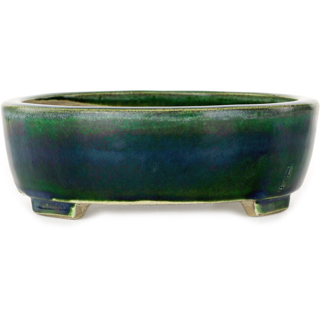 Maceta ovalada verde para bonsái de Mazan - 252 x 210 x 70 mm