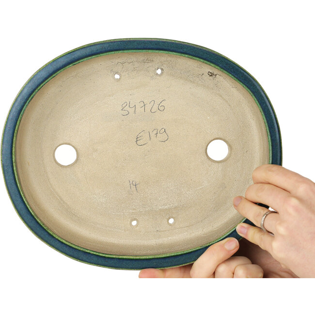 Maceta ovalada verde para bonsái de Mazan - 252 x 210 x 70 mm