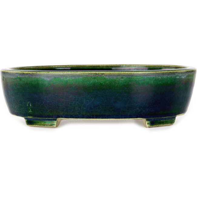 Oval green bonsai pot by Mazan - 252 x 210 x 70 mm