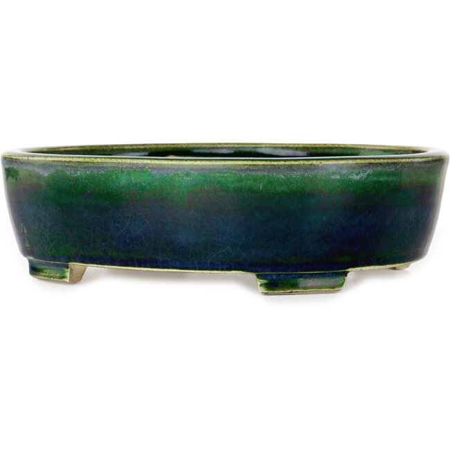Oval green bonsai pot by Mazan - 252 x 210 x 70 mm