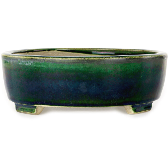 Oval green bonsai pot by Mazan - 252 x 210 x 70 mm