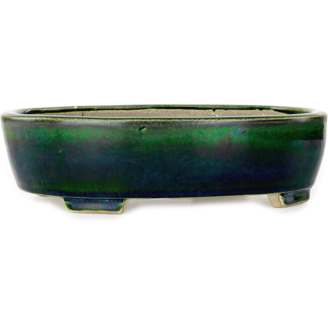Oval green bonsai pot by Mazan - 252 x 210 x 70 mm