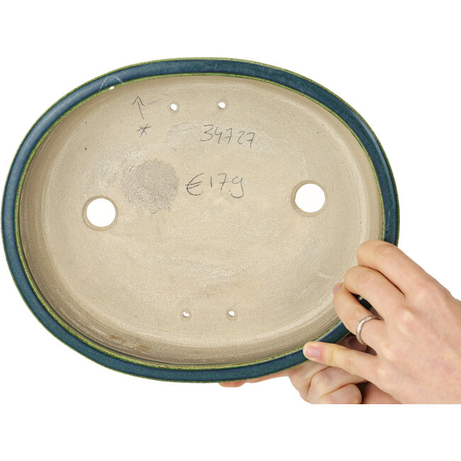 Maceta ovalada verde para bonsái de Mazan - 252 x 210 x 70 mm