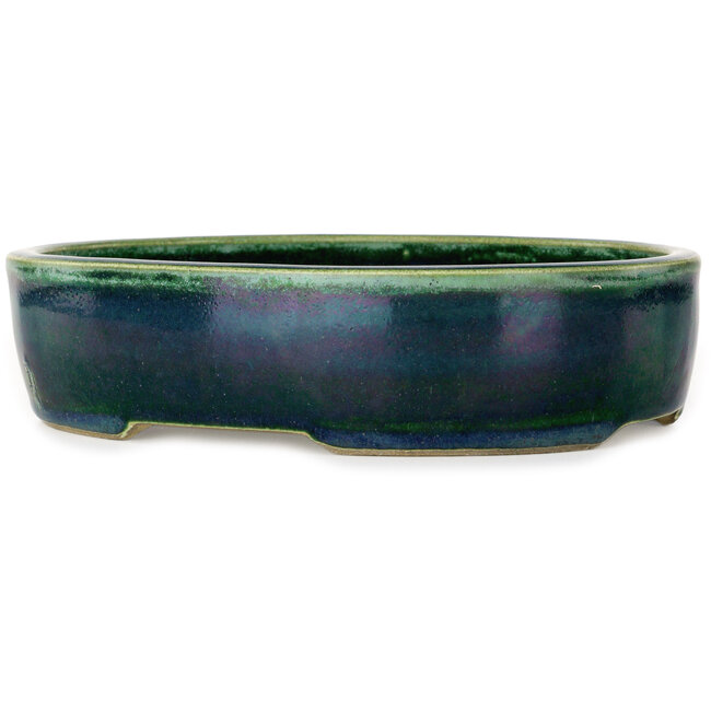 Pot à bonsaï ovale vert Mazan - 222 x 175 x 52 mm