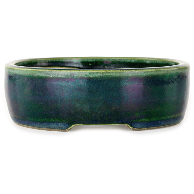 Oval green bonsai pot by Mazan - 222 x 175 x 52 mm