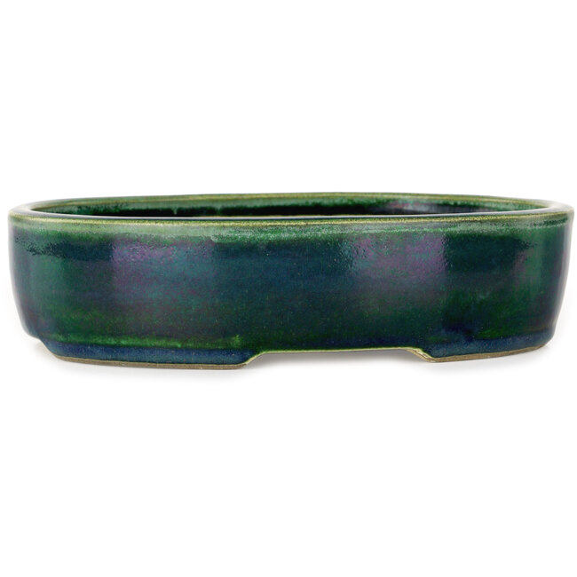 Maceta ovalada verde para bonsái de Mazan - 222 x 175 x 52 mm