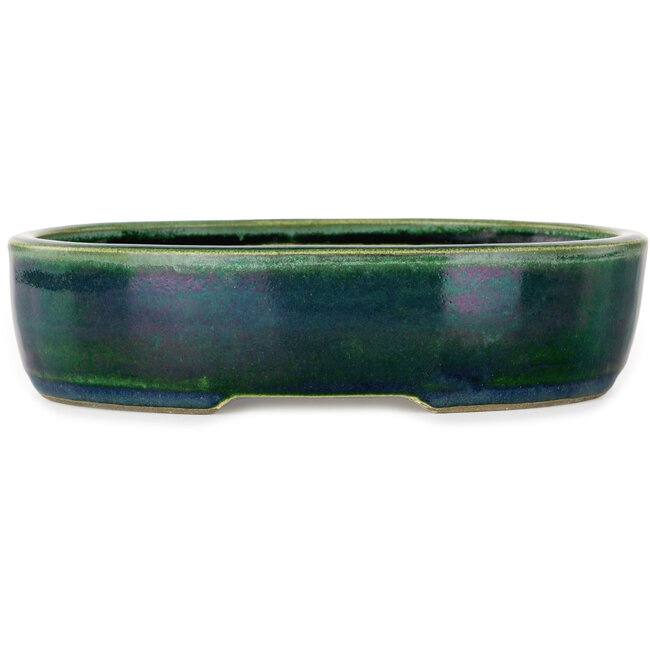 Oval green bonsai pot by Mazan - 222 x 175 x 52 mm