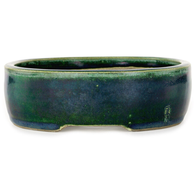 Oval green bonsai pot by Mazan - 222 x 175 x 52 mm