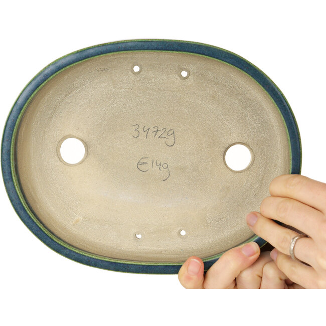 Ovale groene bonsaipot van Mazan - 222 x 175 x 52 mm