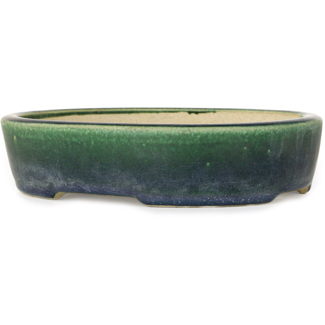 Oval green bonsai pot by Mazan - 227 x 187 x 50 mm