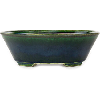  Satomi Mazan, Mazan Terahata 230 mm  green bonsai pot by Mazan, Tokoname, Japan