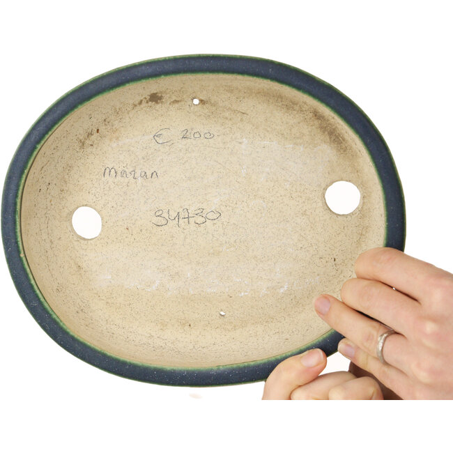 Maceta ovalada verde para bonsái de Mazan - 227 x 187 x 50 mm