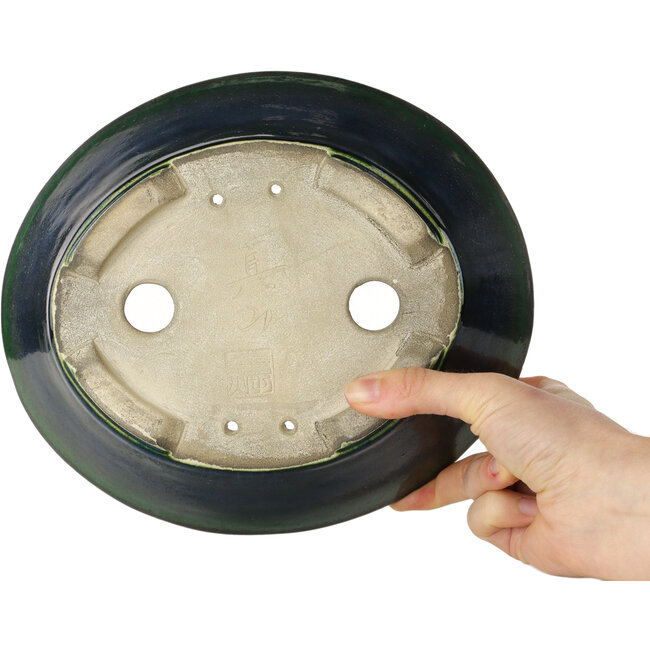 Pot à bonsaï ovale vert Mazan - 230 x 200 x 75 mm