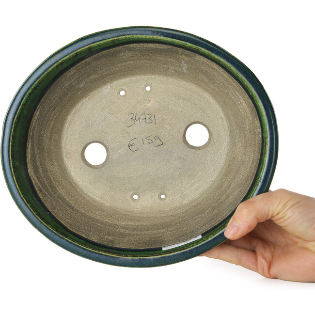 Pot à bonsaï ovale vert Mazan - 230 x 200 x 75 mm
