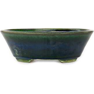  Satomi Mazan, Mazan Terahata 230 mm  green bonsai pot by Mazan, Tokoname, Japan