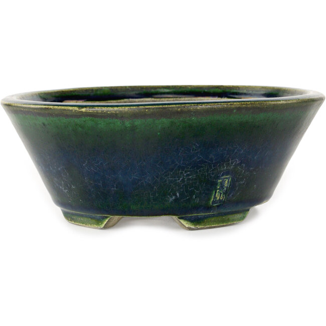 Oval green bonsai pot by Mazan - 230 x 200 x 75 mm