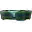 Oval green bonsai pot by Terahata Satomi Mazan - 195 x 157 x 55 mm