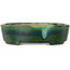 Oval green bonsai pot by Terahata Satomi Mazan - 195 x 157 x 55 mm