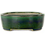 Oval green bonsai pot by Terahata Satomi Mazan - 195 x 157 x 55 mm