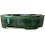 Oval green bonsai pot by Terahata Satomi Mazan - 195 x 157 x 55 mm