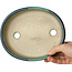 Oval green bonsai pot by Terahata Satomi Mazan - 195 x 157 x 55 mm