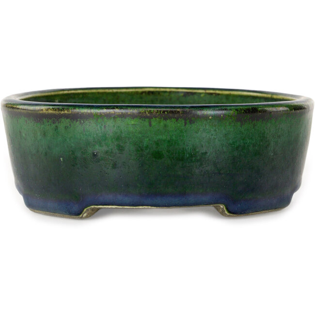 Oval green bonsai pot by Mazan - 192 x 160 x 55 mm