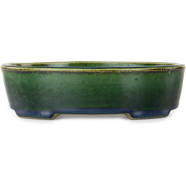 Oval green bonsai pot by Mazan - 192 x 160 x 55 mm