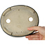 Oval green bonsai pot by Mazan - 192 x 160 x 55 mm