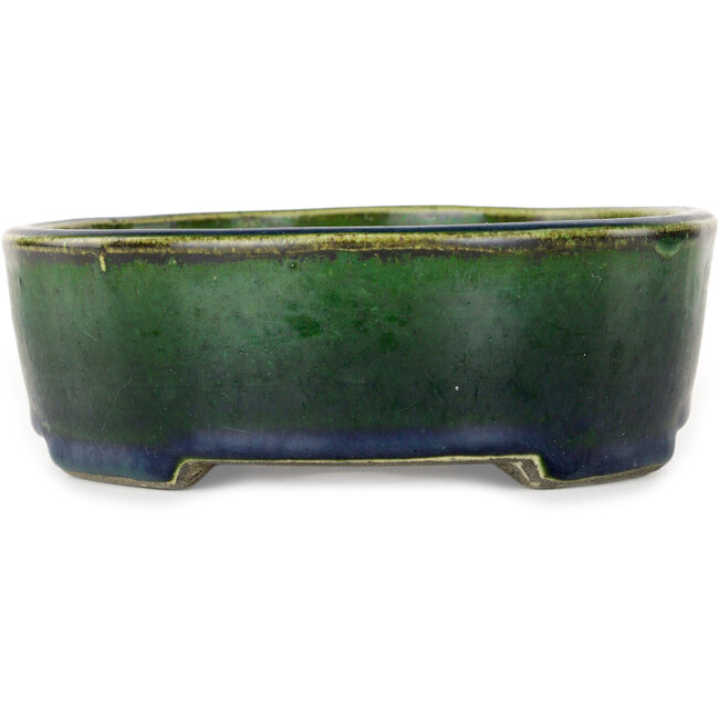 Oval green bonsai pot by Mazan - 192 x 160 x 55 mm